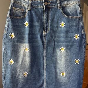 Denim fitted stretch skirt